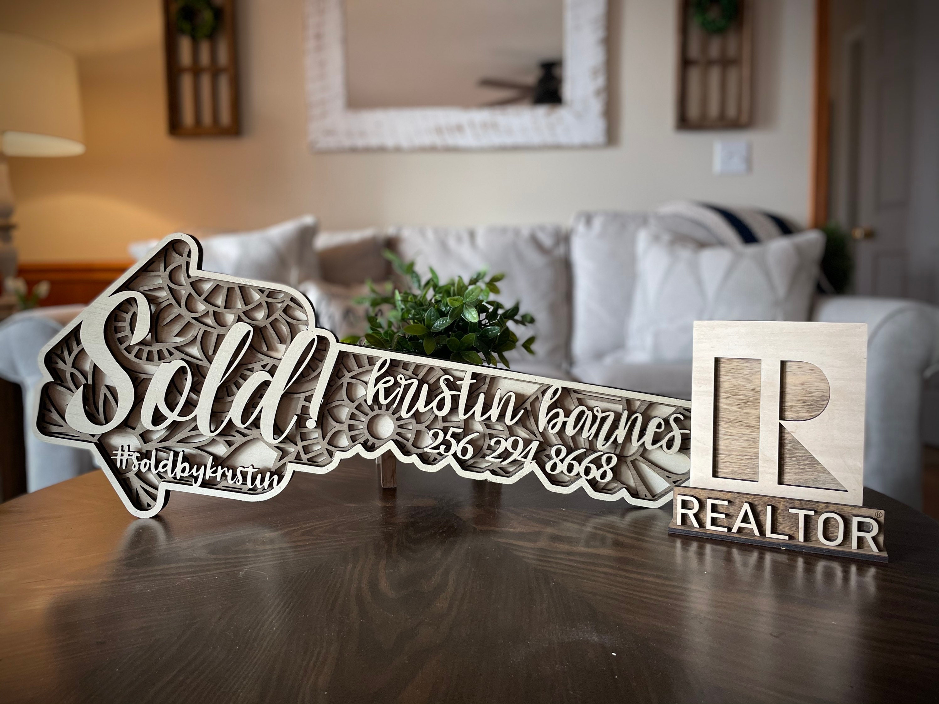 Home & Living Home Décor Wall Décor Personalized 3D Realtor Sold Sign