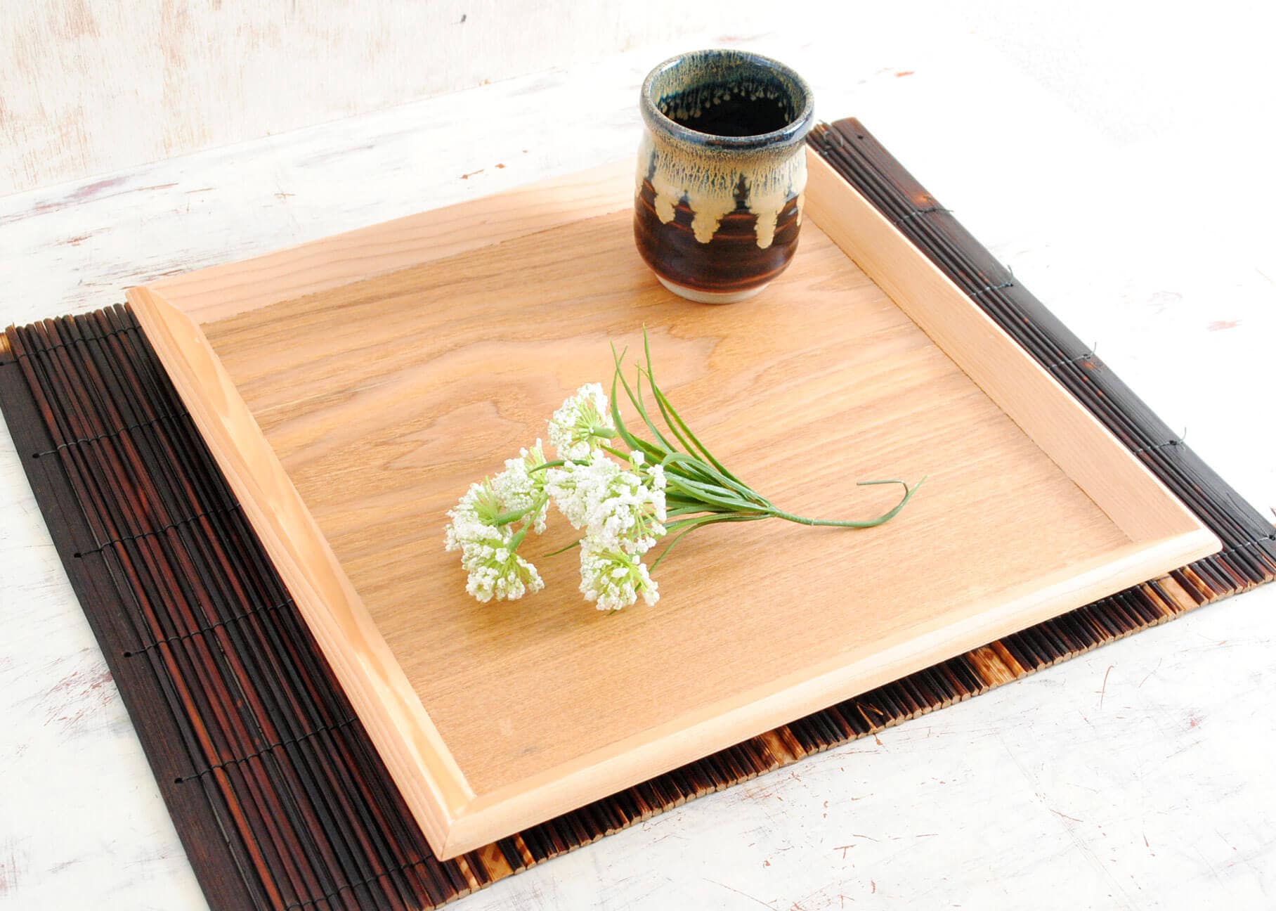 Beautiful Japanese Wood Tray Square Serving tray Lacquered Etsy