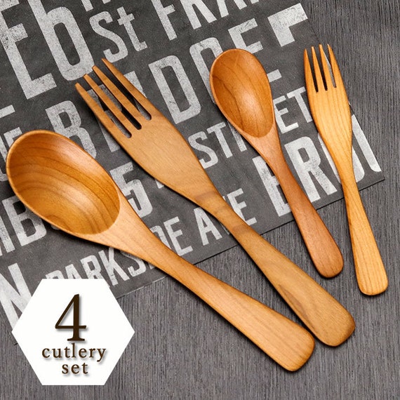 japanese wooden spoon and fork