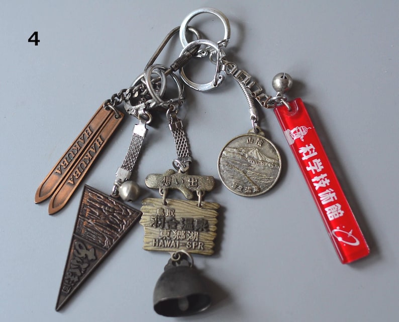 Japanese Vintage Key Rings Lot of 5 Key Chain 198090's Bulk Bandle