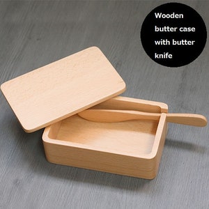 Japanese wooden butter case with butter knife _so-086