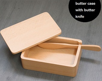 Japanese wooden butter case with butter knife _so-086