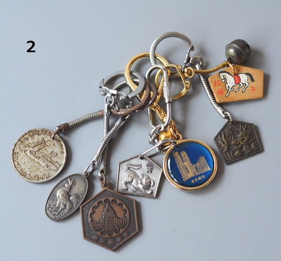 Japanese Vintage Key Rings Lot of 5 Key Chain 1980-90's Bulk