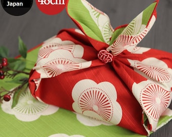 Beau tissu d'emballage japonais « Furoshiki » Fleur Motif floral Rouge Vert textile traditionnel Wabisabi _fu-053-3