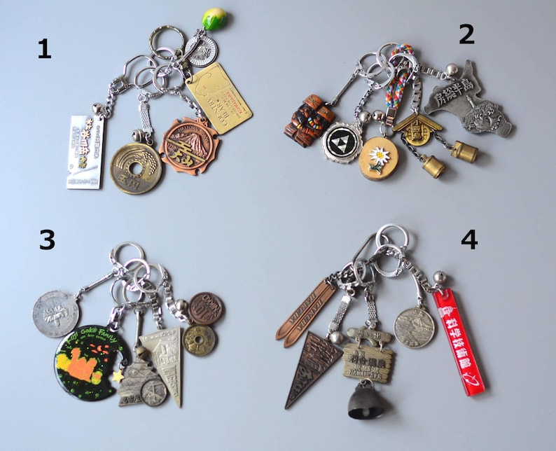 Japanese Vintage Key Rings Lot of 5 Key Chain 198090's Bulk Bandle