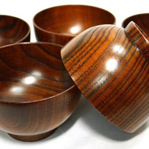 lot de 5 bols en bois de style japonais antique, Urushi, bois naturel laqué _ow-088