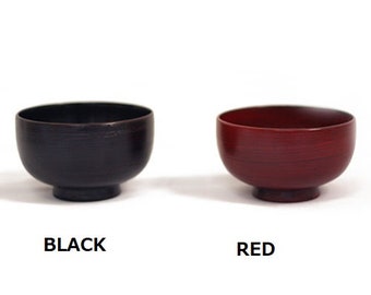 Japanese antique style wooden soup bowls  lacquered Urushi Natural wood  Red and Black  _ow-218