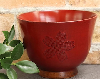 Japanese antique style wooden bowl  lacquered Urushi Natural wood _ow-271a