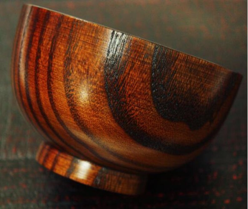 Set di 5 ciotole in legno in stile antico giapponese, laccate in Urushi, legno naturale _ow-088 immagine 2