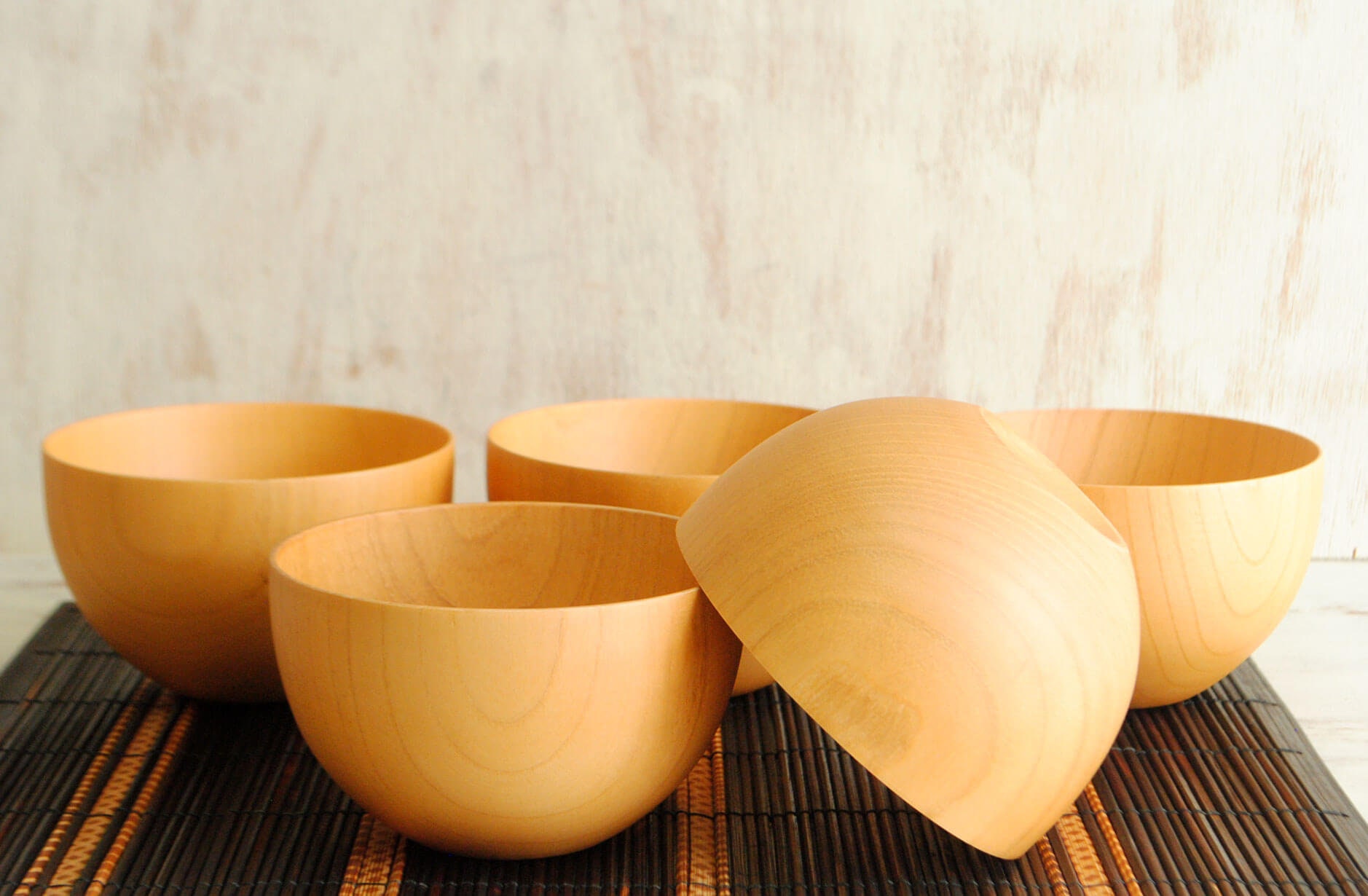 Japanese Antique Style Wooden Bowls Set Lot of 5 Natural Wood Etsy