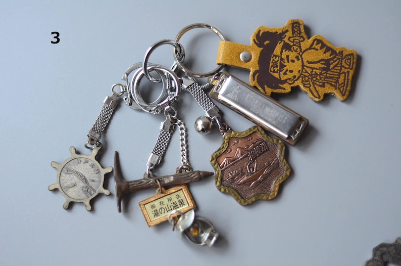 Japanese Vintage Key Rings Lot of 5 Key Chain 198090's Bulk Bandle