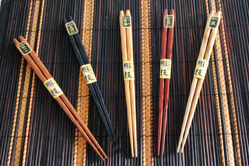 Japanese lacquer wooden chopsticks set of 5 Japanese Etsy