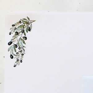Olive Branch Mediterranean Letter Writing Paper - Letter Writing Set Hand Finished - Hand Designed By CottageRts- Lovely Christmas Gift