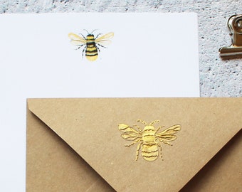 Carta da lettera Bumble Bee rifinita a mano - Set di cancelleria - Progettata da CottageRts come regalo o regalo