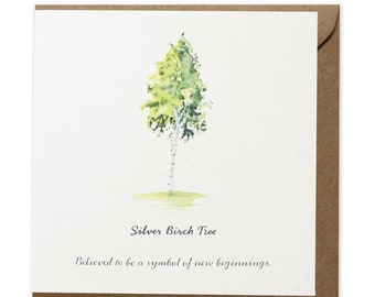 New Beginnings Card | Silver Birch Tree | Leaving Card | New Chapter | Fresh Start | Designed By CottageRts