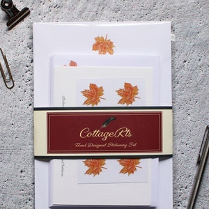 Maple Leaf Stationery Set - Autumn Letter Writing Set- Hand Designed By CottageRts Birthday Present or Christmas Gift