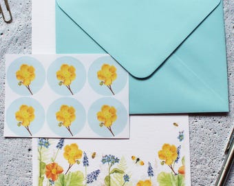 Pretty Floral Writing Paper | Botanical Stationery Set | Letter Writing Set With Envleopes | Stationery Gift Set | Designed By CottageRts