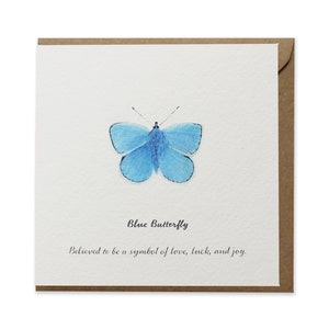 Carte papillon bleu amour, chance et joie - conçue par CottageRts à la main
