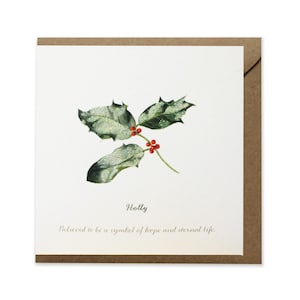 Hope and Eternal Life Holly Christmas Card | Hand-Finished | Single Card | Pack of Cards