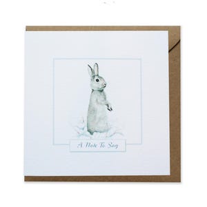 Carte de voeux Lapin dans la neige conçue à la main par CottageRts