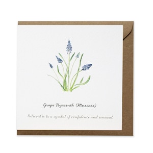 Carte de confiance et de renouveau - Jacinthe de raisin (muscari) - Conçu à la main par CottageRts