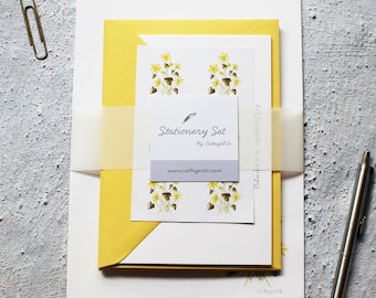 Floral Letter Writing Set - Lesser Celandine Stationery Set - Lovely Gift or Christmas Present