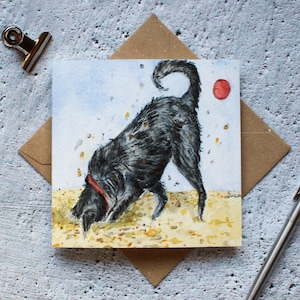 Labradoodle Dog Playing On The Beach Greeting Card - Blank Inside- Print of Original Hand Painted Watercolour Illustration by CottageRts