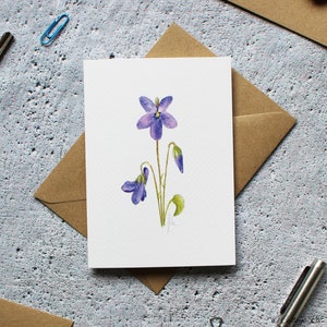 Violet Flower-Botanical Greeting Card Watercolour Painting Hand Designed By CottageRts