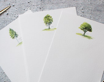 Mixed British Trees Writing Paper and Envelope Set - 30 Sheets and 15 Envelopes - Gift Set - Designed By CottageRts