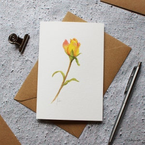 Carte de voeux botanique rose aquarelle conçue à la main par CottageRts
