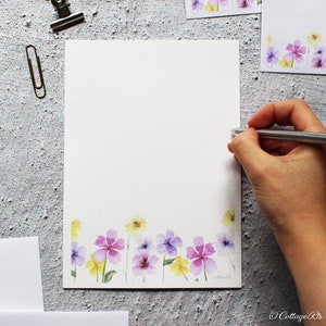 Watercolour Florals Letter Writing Paper- A5 Paper - Botanical Stationery Set - Designed By CottageRts Lovely Birthday Gift or Present