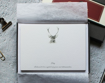 Stag Notecard / Correspondence Cards and Gift Box Hand Designed By CottageRts - Father’s Day Gift