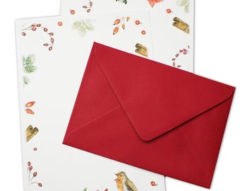 Mixed Christmas Design Letter Writing Set | Christmas Stationery Set With Red Envelopes | Designed By CottageRts