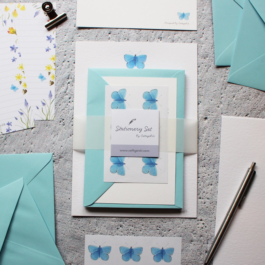 Blue Butterfly Stationery Set - Letter Writing Set - Lovely Gift or ...