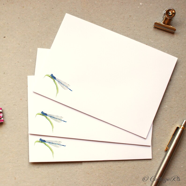 Hand Finished Damselfly Letter Writing Paper Stationery Set Etsy UK