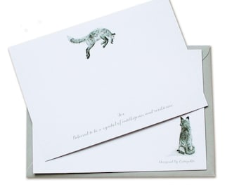 Fox Notecards - Intelligence and Resilience - Correspondence Cards - Stationery Gift - Hand Designed By CottageRts
