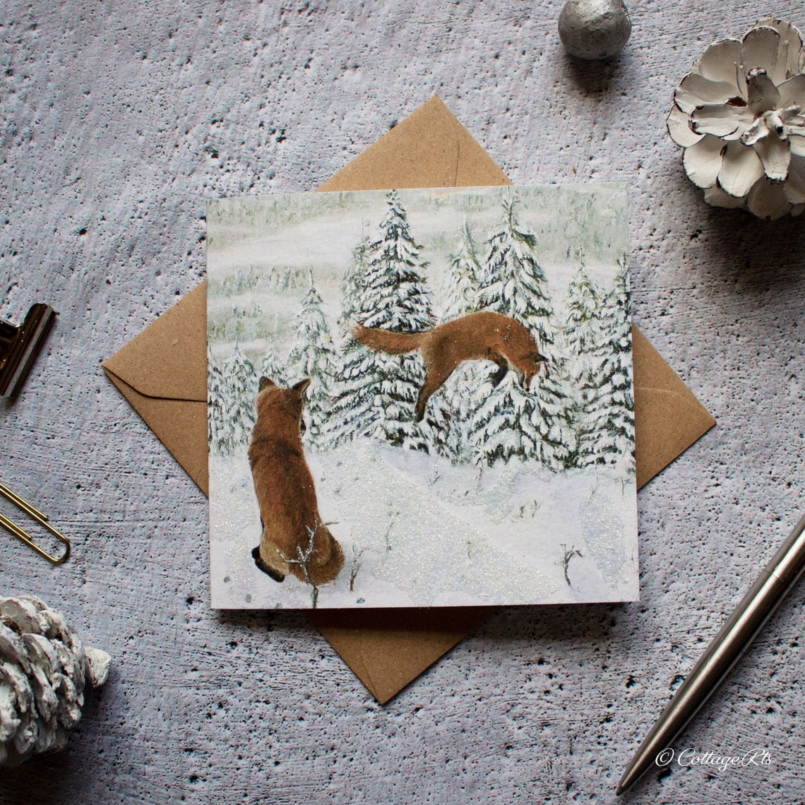 Pack of 6 Red Fox Christmas Cards Foxes Card Hand Finished Etsy UK