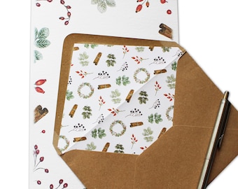 Christmas Hedgerow Berries Letter Writing Paper and Envelopes | Festive Writing Set | Designed By CottageRts