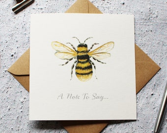 Hand Finished Bumble Bee Greeting Card / Notecard Designed By CottageRts