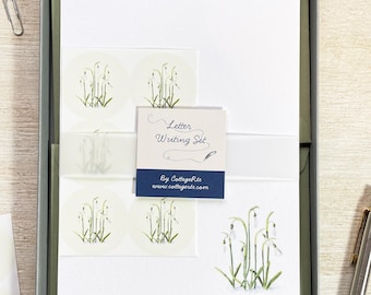 Snowdrop Letter Writing Paper | Floral Stationery Set | A5 Paper & C6 Envelopes | Designed By CottageRrts