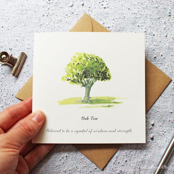 Watercolour Oak Tree Greeting Card Hand Designed By CottageRts