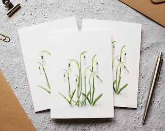 Pack of Snowdrop Greeting Cards Watercolour Painting Botanical Cards Hand Designed By CottageRts