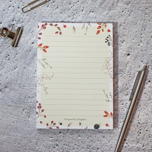 A6 Notepad - Lined Writing Pad - Hedgerow Berry Desk Pad - Designed By CottageRts