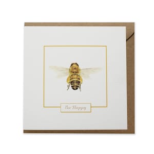 Honey Bee Greeting Card - Bee Happy Card - Hand Designed By CottageRts
