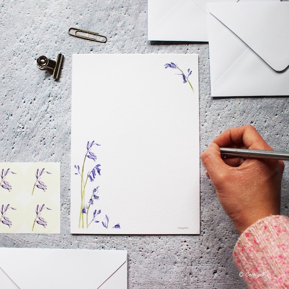 Bluebell Letter Writing Set, Spring Stationery, A5 Paper and C6 Envelopes - Designed By CottageRts