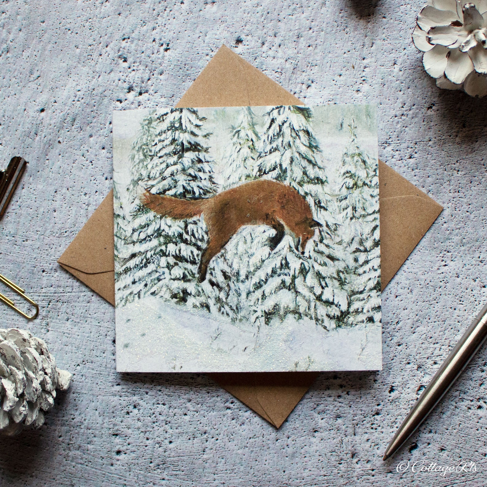 Pack of 6 Red Fox Christmas Cards Foxes Card Hand Finished Etsy UK