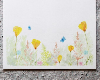 Floral Letter Writing Paper and Envelope Set - Summer Hedgerow with Poppies - Designed By CottageRts