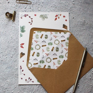 Christmas Hedgerow Berries Letter Writing Paper and Envelopes- Designed By CottageRts Lovely Birthday Gift or Present