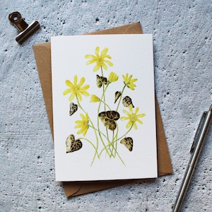 Lesser Celandine Yellow Flower Greeting Card - Blank Card - Print of Original Watercolour Painting by CottageRts