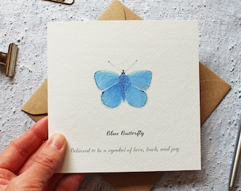 Blue Watercolour Butterfly Greeting Card Hand Designed By CottageRts